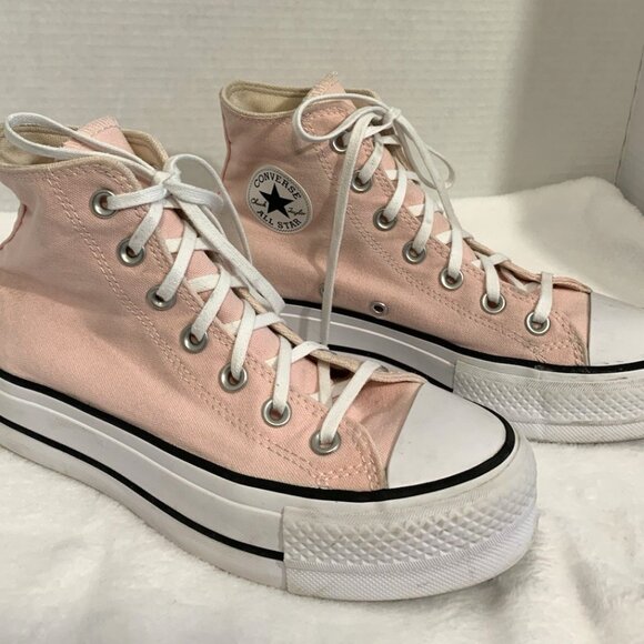 Womens 6 Converse Chuck Taylor All Star Lift Hi Platform Pink Distressed - Picture 3 of 8